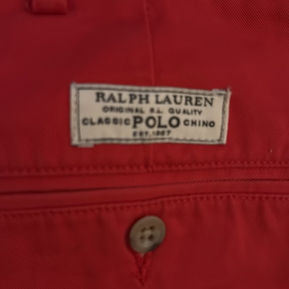 Men’s Vintage late 1980’s Polo Ralph Lauren Prospect Chino Shorts (38) Solid Red - Picture 3 of 6